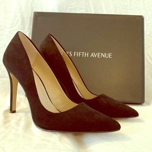 Saks Fifth Avenue Black Suede Pumps, size 36.5